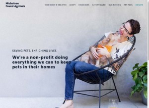 How foundanimals.org looks like on a tablet such as an iPad.