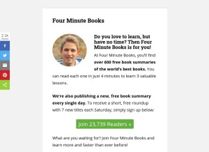 How fourminutebooks.com looks like on a tablet such as an iPad.