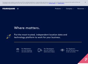 How foursquare.com looks like on a tablet such as an iPad.