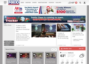 How fox10tv.com looks like on a tablet such as an iPad.