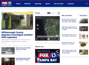 How fox13news.com looks like on a tablet such as an iPad.