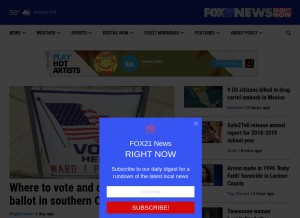 How fox21news.com looks like on a tablet such as an iPad.