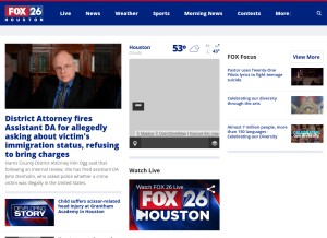 How fox26houston.com looks like on a tablet such as an iPad.