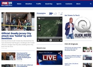 How fox29.com looks like on a tablet such as an iPad.