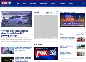How fox32chicago.com looks like on a tablet such as an iPad.