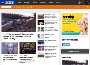 How fox56.com looks like on a tablet such as an iPad.