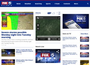 How fox5atlanta.com looks like on a tablet such as an iPad.