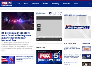 How fox5dc.com looks like on a tablet such as an iPad.