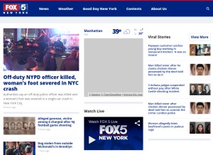 How fox5ny.com looks like on a tablet such as an iPad.