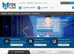 How foxcloud.net looks like on a tablet such as an iPad.