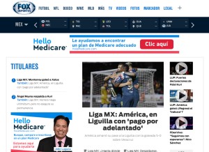 How foxdeportes.com looks like on a tablet such as an iPad.