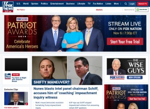How foxnews.com looks like on a tablet such as an iPad.