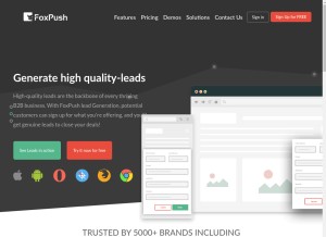 How foxpush.com looks like on a tablet such as an iPad.