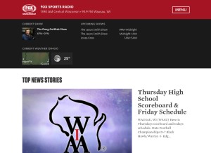 How foxsportswausau.com looks like on a tablet such as an iPad.