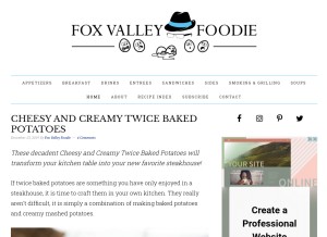 How foxvalleyfoodie.com looks like on a tablet such as an iPad.