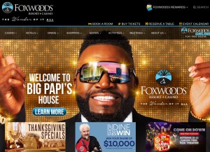 How foxwoods.com looks like on a tablet such as an iPad.