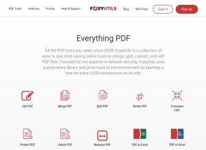 How foxyutils.com looks like on a tablet such as an iPad.