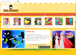 How fozjuegos.com looks like on a tablet such as an iPad.