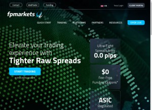 How fpmarkets.com looks like on a tablet such as an iPad.