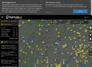 How fr24.com looks like on a tablet such as an iPad.