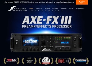 How fractalaudio.com looks like on a tablet such as an iPad.