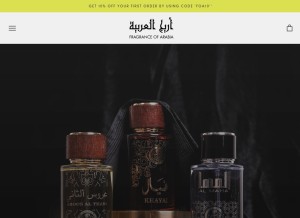 How fragranceofarabia.com looks like on a tablet such as an iPad.