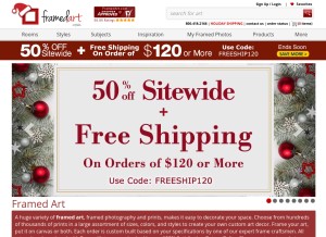 How framedart.com looks like on a tablet such as an iPad.