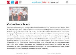 How francemediasmonde.com looks like on a tablet such as an iPad.