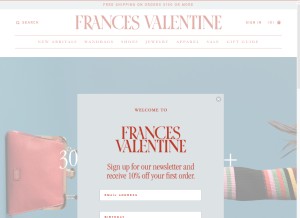 How francesvalentine.com looks like on a tablet such as an iPad.