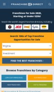 How franchisedirect.com looks like on a mobile device such as an iPhone.