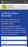 How franchisegator.com looks like on a mobile device such as an iPhone.
