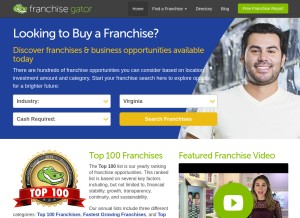 How franchisegator.com looks like on a tablet such as an iPad.