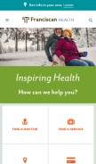 How franciscanhealth.org looks like on a mobile device such as an iPhone.