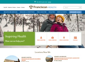 How franciscanhealth.org looks like on a tablet such as an iPad.