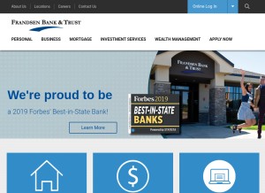 How frandsenbank.com looks like on a tablet such as an iPad.
