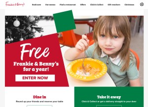 How frankieandbennys.com looks like on a tablet such as an iPad.