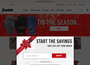 How franklinsports.com looks like on a tablet such as an iPad.