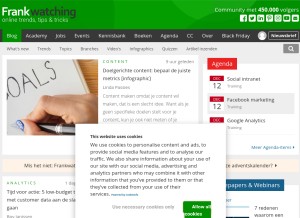 How frankwatching.com looks like on a tablet such as an iPad.