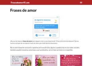 How frasesdeamor10.com looks like on a tablet such as an iPad.