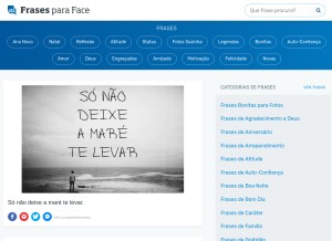 How frasestop.com looks like on a tablet such as an iPad.