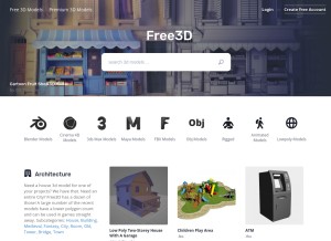 How free3d.com looks like on a tablet such as an iPad.