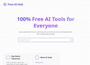 How freeaihub.org looks like on a tablet such as an iPad.