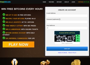 How freebitco.in looks like on a tablet such as an iPad.