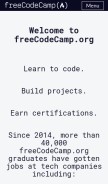 How freecodecamp.org looks like on a mobile device such as an iPhone.