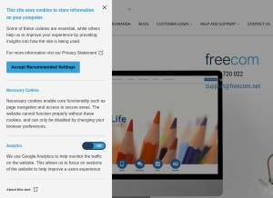 How freecom.net looks like on a tablet such as an iPad.