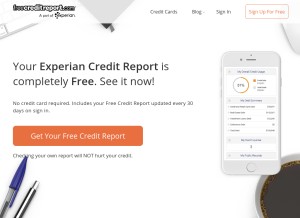 How freecreditreport.com looks like on a tablet such as an iPad.