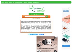 How freecycle.org looks like on a tablet such as an iPad.