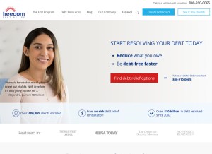 How freedomdebtrelief.com looks like on a tablet such as an iPad.