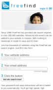 How freefind.com looks like on a mobile device such as an iPhone.
