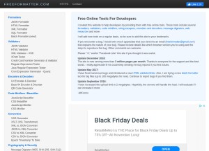 How freeformatter.com looks like on a tablet such as an iPad.